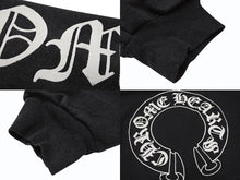 画像をギャラリービューアに読み込む, CHROME HEARTS クロムハーツ OLD Horseshoe Hoodie オールドモデル ホースシュー 袖プリント プルオーバーパーカーサイズM ブラック 美品 中古 4b008152