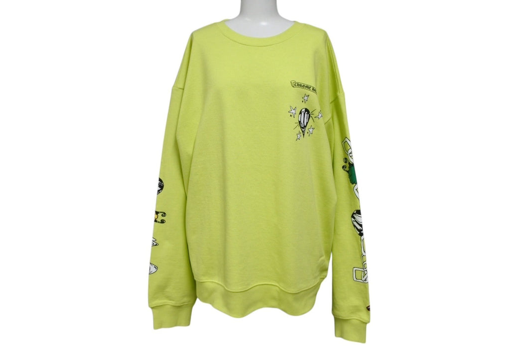 新品未使用 CHROME HEARTS クロムハーツ × MATTY BOY マッティボーイ スウェットシャツ トレーナー サイズXL ライムグリーン 中古 4b008164