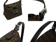 画像をギャラリービューアに読み込む, FENDI フェンディ マンマバケット ワンショルダーバッグ ズッカ柄 キャンバス レザー ブラウン シルバー金具 美品 中古 4b008185
