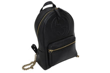 画像をギャラリービューアに読み込む, 極美品 GUCCI グッチ ソーホー インターロッキングG リュック 431570 520981 レザー ブラック ゴールド金具 中古 4b008190