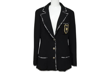 極美品 CHANEL シャネル プラダを着た悪魔 カールラガーフェルド期 ココマーク テーラードジャケット ブラック サイズ38 P24952V12963 中古 4b008194