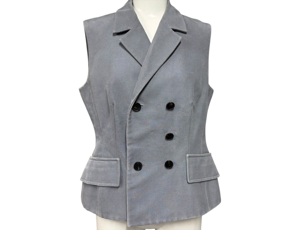 Christian Dior クリスチャンディオール ダブルブレスト ベスト ブルータザール 021G05A6005 グレー シルク サイズ 38 良品 中古 4b008196