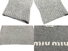 画像をギャラリービューアに読み込む, MIUMIU ミュウミュウ ニット セーター MML808 サイズ40 カシミヤ ウール インターシャロゴ グレー ホワイト 美品 中古 4b008197