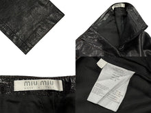 画像をギャラリービューアに読み込む, MIUMIU ミュウミュウ レザー ロングパンツ サイズ40 ブラック サイドジップ イタリア製 本革 美品 中古 4b008217