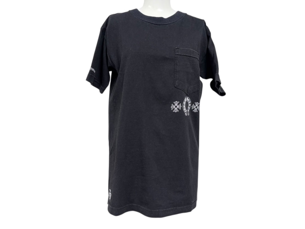 CHROME HEARTS クロムハーツ 半袖Tシャツ サイズS ホースシュー CHプラス プリント ブラック ホワイト 良品 中古 4b008218