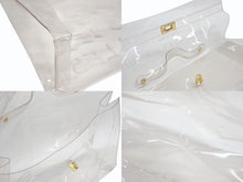 Load image into Gallery viewer, HERMES エルメス ビニールケリー 不思議の国 エルメスへの旅展 ハンドバッグ トートバッグ クリア 透明 ビニール ゴールド金具 美品 中古 4b008239