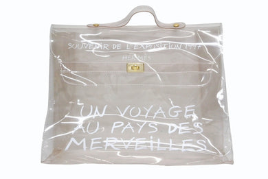 HERMES エルメス ビニールケリー 不思議の国 エルメスへの旅展 ハンドバッグ トートバッグ クリア 透明 ビニール ゴールド金具 美品 中古 4b008239