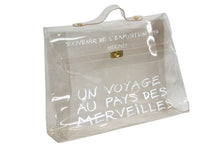 Load image into Gallery viewer, HERMES エルメス ビニールケリー 不思議の国 エルメスへの旅展 ハンドバッグ トートバッグ クリア 透明 ビニール ゴールド金具 美品 中古 4b008239