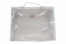 Load image into Gallery viewer, HERMES エルメス ビニールケリー 不思議の国 エルメスへの旅展 ハンドバッグ トートバッグ クリア 透明 ビニール ゴールド金具 美品 中古 4b008240