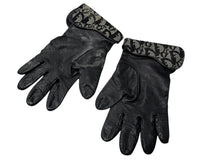 画像をギャラリービューアに読み込む, CHRISTIAN DIOR クリスチャンディオール トロッターライン グローブ キャンバス ジープスキン Dチャーム ネイビー ブラック 良品 中古 4b008262