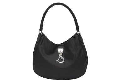 CHRISTIAN DIOR クリスチャンディオール トロッター ワンショルダーバッグ キャンバス 03-RU-1007 ブラック シルバー金具 美品 中古 4b008269