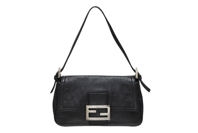 FENDI フェンディ ミニ マンマバケット ワンショルダーバッグ 8BR180 レザー ブラック シルバー金具 極美品 中古 4b008288