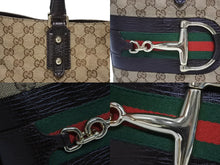 画像をギャラリービューアに読み込む, GUCCI グッチ ハンドバック GGキャンバス シェリーライン FF13788WS1378 レザー ベージュ 美品 中古 4b008291