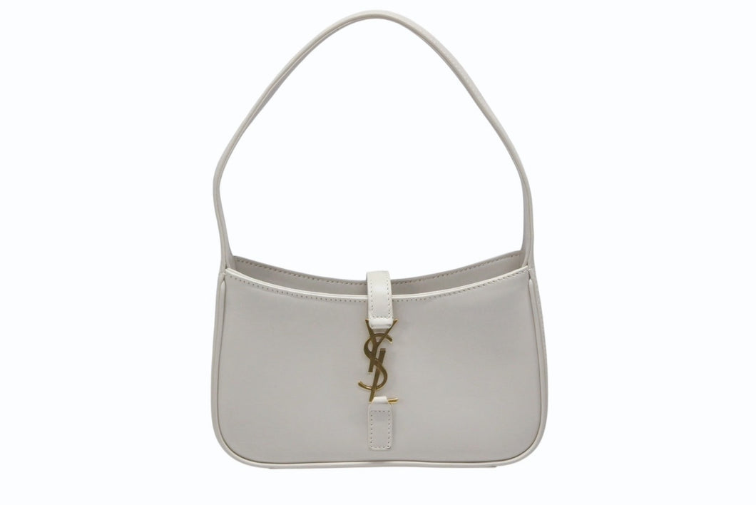 SAINT LAURENT サンローラン カサンドラロゴ ミニ ハンドバッグ 710318 2R20W ホワイト カーフスキン スウェード ゴールド金具 美品 中古 4b008292