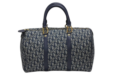 Christian Dior クリスチャンディオール トロッター ハンドバッグ CP0070 ガリアーノ期 ネイビー 美品 中古 4b008304