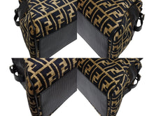 画像をギャラリービューアに読み込む, 新品同様 FENDI フェンディ ズッカ柄 ハンドバッグ AH10238 ベロア レザー ベージュ ブラック アンティークゴールド金具 中古 4b008344