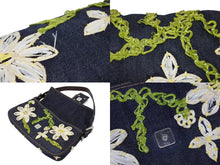 画像をギャラリービューアに読み込む, 極美品 FENDI フェンディ フラワー デニム マンマバケット エンブロイダリー ワンショルダーバッグ 26421 刺繍 ネイビー シルバー金具 中古 4b008374