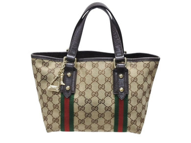 GUCCI グッチ ハンドバッグ シェリーライン 139261 213048 イタリア製 ベージュ レッド グリーン GGキャンバス レザー 美品 中古 4b008382