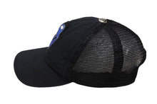 画像をギャラリービューアに読み込む, CHROME HEARTS クロムハーツ リップ&amp;タン トラッカーキャップ ローリングストーンズ ロンドン限定 ブラック ブルー 美品 中古 4b008450