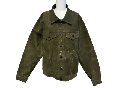 極美品 READY MADE レディメイド ヴィンテージ加工 オーバー ワーク ジャケット RE-CO-KH-00-00-33 カーキ コットン サイズ 2 ブラック金具 中古 4b008473