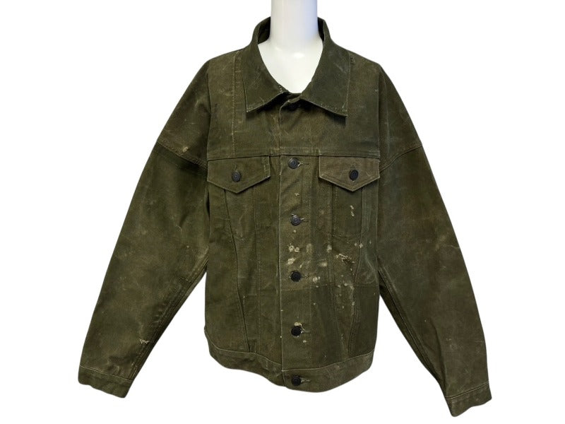 極美品 READY MADE レディメイド ヴィンテージ加工 オーバー ワーク ジャケット RE-CO-KH-00-00-33 カーキ コットン サイズ 2 ブラック金具 中古 4b008473