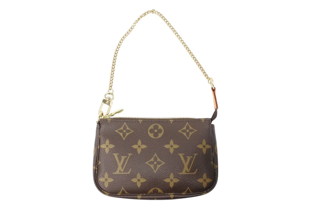 極美品 LOUIS VUITTON ルイヴィトン モノグラム ミニポシェット アクセソワール アクセサリーポーチ M58009 ブラウン 中古 4b008488