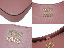 画像をギャラリービューアに読み込む, 極美品 MIUMIU ミュウミュウ マドラス ワンショルダーバッグ 5BC105 ピンク レザー ロゴ金具 ゴールド金具 中古 4b008515