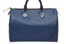 画像をギャラリービューアに読み込む, LOUIS VUITTON ルイヴィトン スピーディ30 エピ ハンドバッグ ボストンバッグ M43005 PVC レザー ブルー ゴールド金具 美品 中古 4b008518