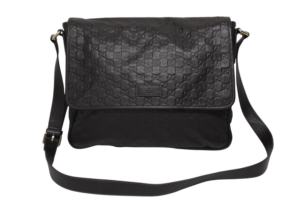 GUCCI グッチ ショルダーバッグ メッセンジャーバッグ GGマーク 223665 レザー ブラウン ブラック 美品 中古 4b008573