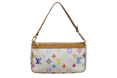 LOUIS VUITTON ルイヴィトン ポシェット アクセソワール アクセサリーポーチ M92649 ホワイト マルチカラー 村上隆 美品 中古 4b008574