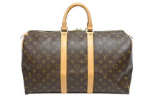 Load image into Gallery viewer, LOUIS VUITTON ルイヴィトン モノグラム キーポル45 ボストンバッグ M41428 PVC ヌメ革 ブラウン ゴールド金具 美品 中古 4b008576