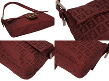 画像をギャラリービューアに読み込む, FENDI フェンディ ワンショルダーバッグ ズッカ柄 FFロゴ ワインレッド キャンバス メタル ブロンズ金具 美品 中古 4b008577
