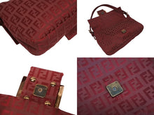 画像をギャラリービューアに読み込む, FENDI フェンディ ワンショルダーバッグ ズッカ柄 FFロゴ ワインレッド キャンバス メタル ブロンズ金具 美品 中古 4b008577