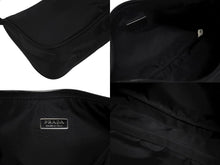 画像をギャラリービューアに読み込む, PRADA プラダ アクセサリーポーチ ブラック ナイロン レザー ハンドバッグ トライアングルロゴ 美品 中古 4b008581