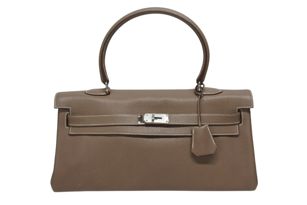 HERMES エルメス SHOULDER KELLY ショルダーケリー ショルダーバッグ トリヨンクレマンス エトゥープ シルバー金具 □M刻印 美品 中古 4b008627