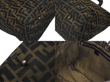 画像をギャラリービューアに読み込む, FENDI フェンディ ハンドバッグ トートバッグ ズッカ柄 26329 キャンバス レザー ブラウン シルバー金具 美品 中古 4b008638
