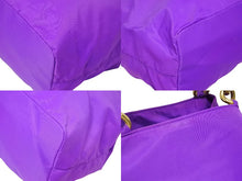 画像をギャラリービューアに読み込む, PRADA プラダ ハンドバッグ トライアングル ロゴ ナイロン ゴールド金具 黒 パープル 美品 中古 4b008658