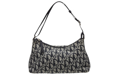 Christian Dior クリスチャンディオール ワンショルダーバッグ トロッター キャンバス レザー ブラック グレー 美品 中古 4b008659