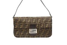 画像をギャラリービューアに読み込む, FENDI フェンディ ズッカ柄 マンマバケット 30cm ハンドバッグ ワンショルダーバッグ コットンキャンバス レザー ブラウン 美品 中古 4b008668