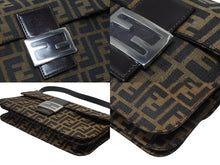 画像をギャラリービューアに読み込む, FENDI フェンディ ズッカ柄 マンマバケット 30cm ハンドバッグ ワンショルダーバッグ コットンキャンバス レザー ブラウン 美品 中古 4b008668