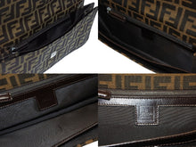 画像をギャラリービューアに読み込む, FENDI フェンディ ズッカ柄 マンマバケット 30cm ハンドバッグ ワンショルダーバッグ コットンキャンバス レザー ブラウン 美品 中古 4b008668