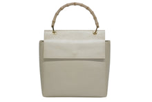 画像をギャラリービューアに読み込む, 極美品 GUCCI グッチ バンブー ハンドバッグ 1886 ウッドハンドル アイボリー レザー スウェード ゴールド金具 中古 4b008673