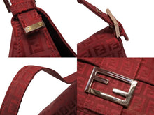 画像をギャラリービューアに読み込む, FENDI フェンディ ズッキーノ マンマバケット ワンショルダーバッグ 8BR001 キャンバス レッド ピンクゴールド金具 美品 中古 4b008678