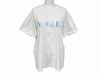 極美品 VINTAGE ヴィンテージ 90's VOGUE MAGAZINE ヴォーグ マガジン 半袖Tシャツ サイズL ホワイト ブルー 中古 4b008692