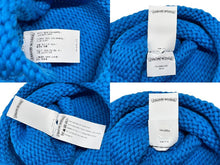 画像をギャラリービューアに読み込む, 未使用 CHROME HEARTS クロムハーツ クロスパッチ ニットキャップ ビーニー カシミヤ レザー シルバー925 パープル ブルー 中古 4b008696