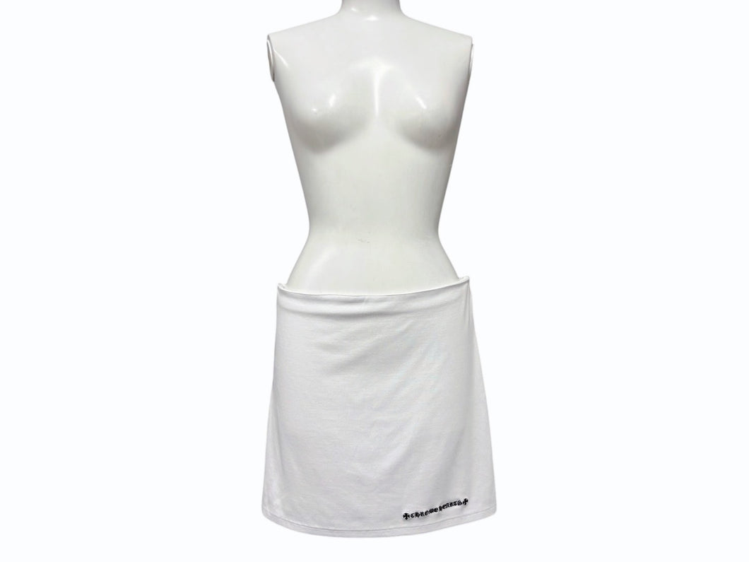 新品未使用 CHROME HEARTS クロムハーツ GRP Y NOT SKIRT W BAD SEED MINI Yノット ミニスカート サイズM ホワイト ダガー刺繍 中古 4b008715