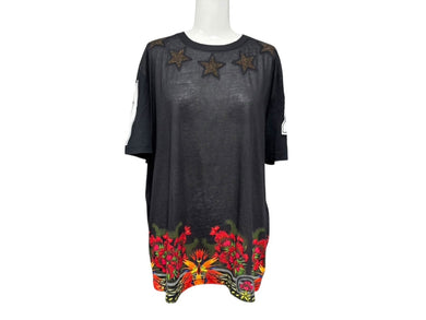 Givenchy ジバンシー 半袖Ｔシャツ マルチカラー 刺繍 ブラック コットン サイズXS 美品 中古 4b008751