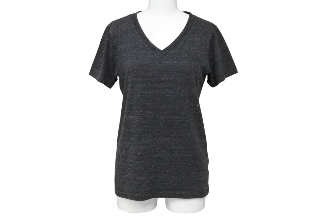 極美品 CHROME HEARTS クロムハーツ BSフレア 半袖VネックTシャツ サイズS チャコール ポリエステル コットン レーヨン 中古 4b008752