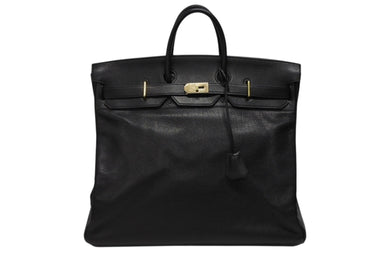 極美品 HERMES エルメス ハンドバッグ オータクロア50 アルデンヌ バーキン ゴールド金具 ブラック ○X刻印 中古 4b008784