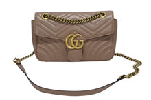 画像をギャラリービューアに読み込む, GUCCI グッチ GGマーモント キルティングステッチ チェーンショルダー レザーバッグ 443497 ダスティピンク 美品 中古 4b008787